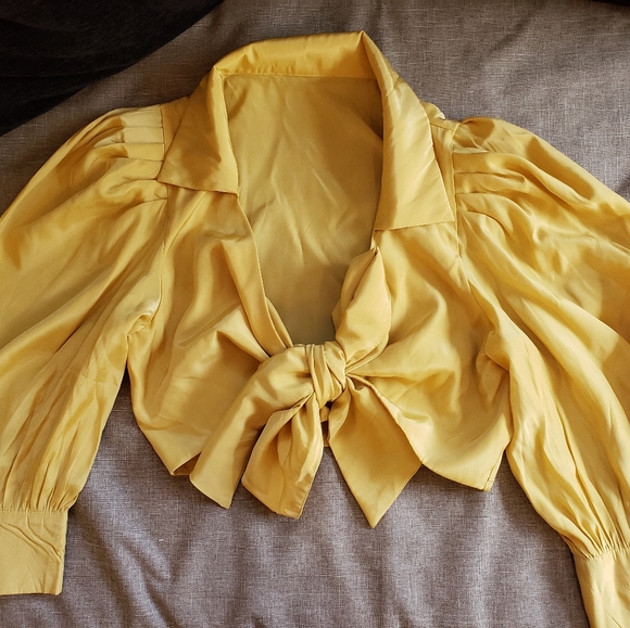 Balloon sleeve front tie blouse - Picture 1 of 2